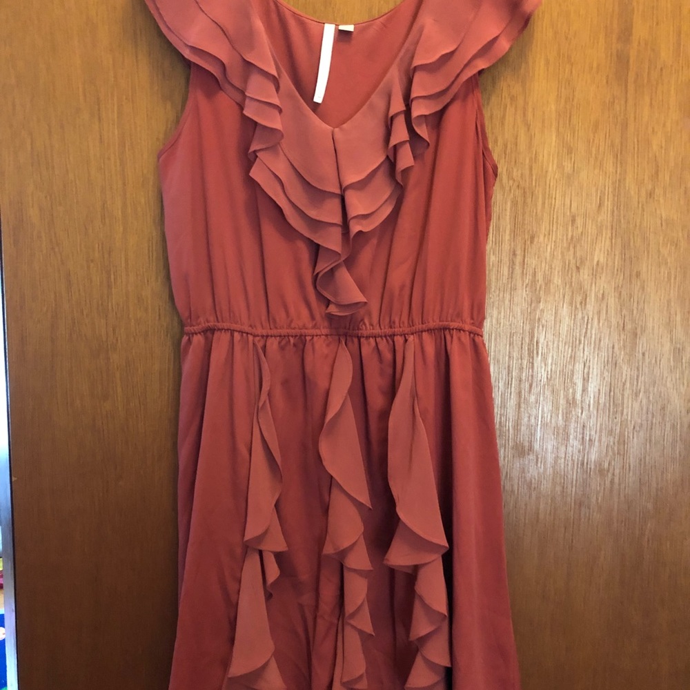Lauren Conrad size 14 ruffled dress, Rust Color